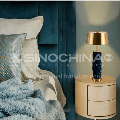 Modern creative blue flannel living room table lamp bedroom bedside desk table lamp-JWJ-T525